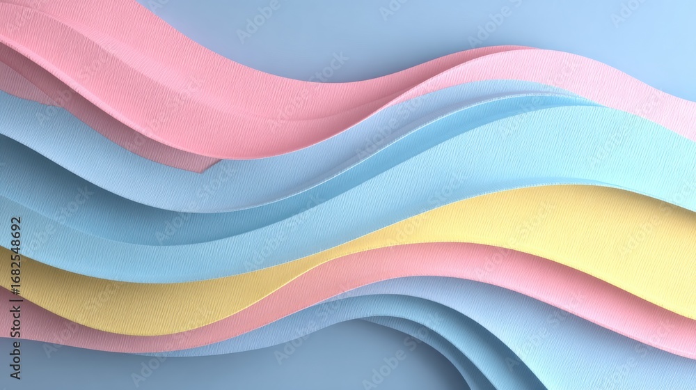 Aufkleber Colorful Waves of Textured Paper Create a Dynamic Visual Effect in Pastel Tones for Artistic and Design Inspiration