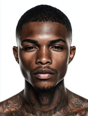 Obraz premium Close-up portrait of a tattooed young man