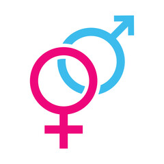 Black and white gender symbols, male and female, overlapping.