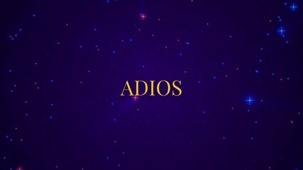 Elegant Golden 'ADIOS' Text on Dark Purple Starry Space Background