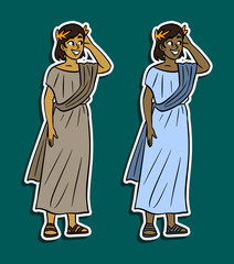 Ancient Greek woman wearing laurel wreath sticker illustration
