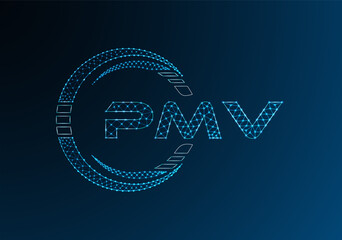 PMV low poly letter logo vector design. PMV lower poly logo design. Low poly logo.
