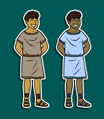 Ancient Greek teenager standing smiling sticker illustration
