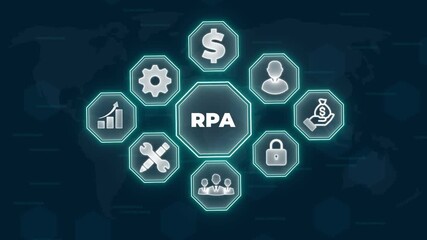 RPA Robotic process automation innovation technology. Business, technology, internet and networking concept.