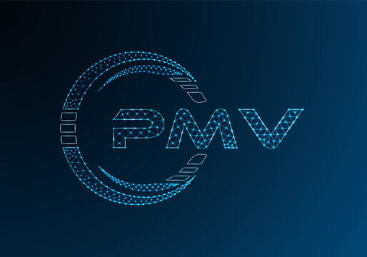 PMV low poly letter logo vector design. PMV lower poly logo design. Low poly logo.