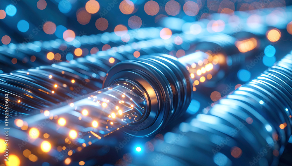 Poster digital transmission: a close-up shot captures the intricate world of digital communication, showcas