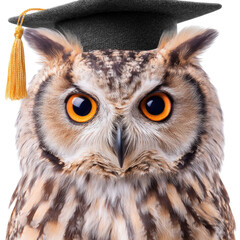 Fototapeta premium Wise Owl with Graduation Cap Symbolizing Education and Knowledge in Animal Study and Learning Environment