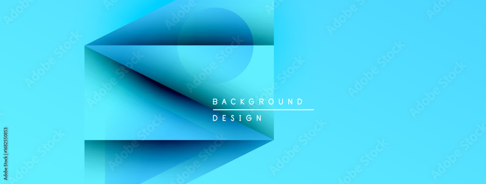 Poster abstract blue design features layered shapes, gradients. text reads background design. minimalist ae