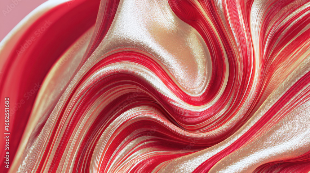 Poster colorful abstract swirl of red and gold fabric creates dynamic and luxurious texture, evoking sense 