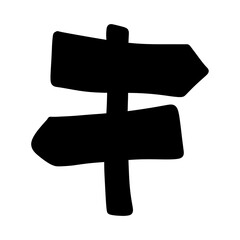 Obraz premium Crossroads Choice – Dual Direction and Symbolic Navigation, Signpost, Silhouette, Abstract, Travel, Decision, Path