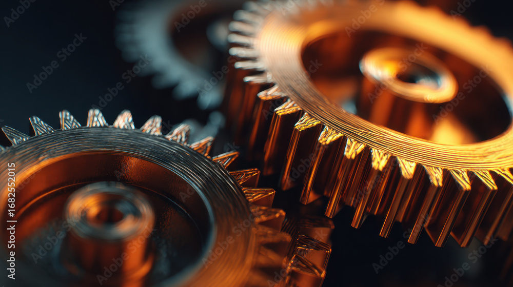 Aufkleber gears in metallic finish, showcasing intricate details and textures, create visually striking compos