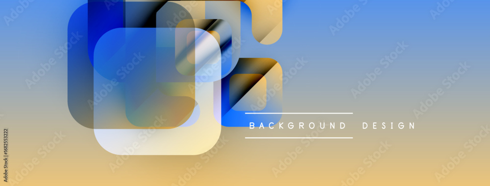 Poster abstract geometric shapes overlap, creating gradient blue, gold effect. modern design element for ba