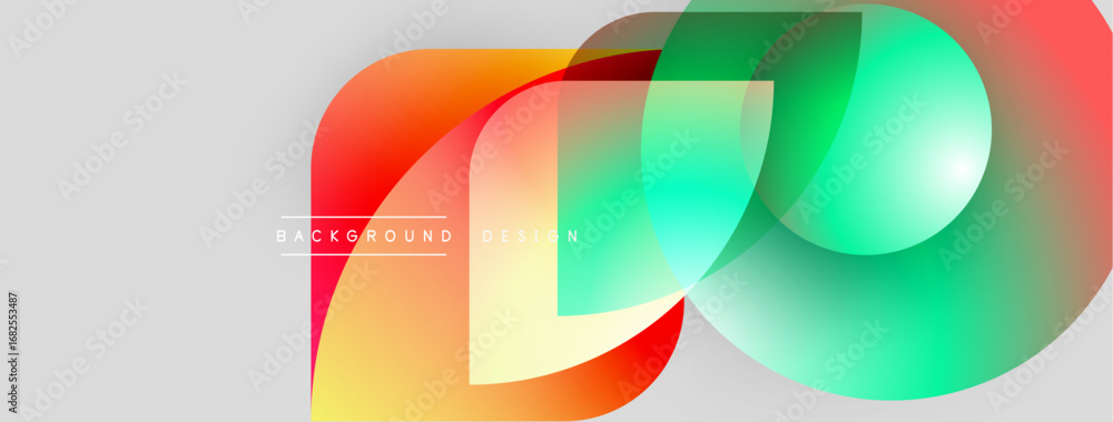 Leinwandbilder abstract colorful shapes overlap, creating dynamic visual effect. gradient hues blend smoothly, form
