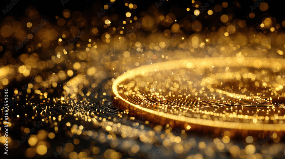 Aufkleber golden particles shimmer in mesmerizing display, creating sense of luxury and wealth. intricate patt