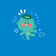 Hand drawn Halloween Cartoon Yokai character  style vector illustration
