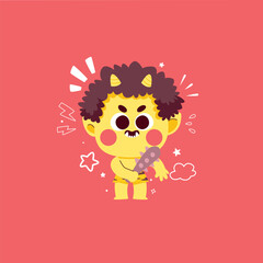 Hand drawn Halloween Cartoon Yokai character  style vector illustration
