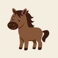 The horse is standing looking forward