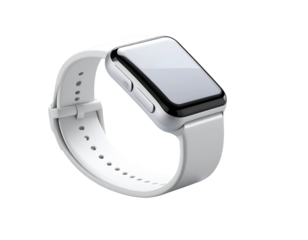 Minimalist Ceramic Smartwatch Stand with Wireless Charging Glow, isolated PNG