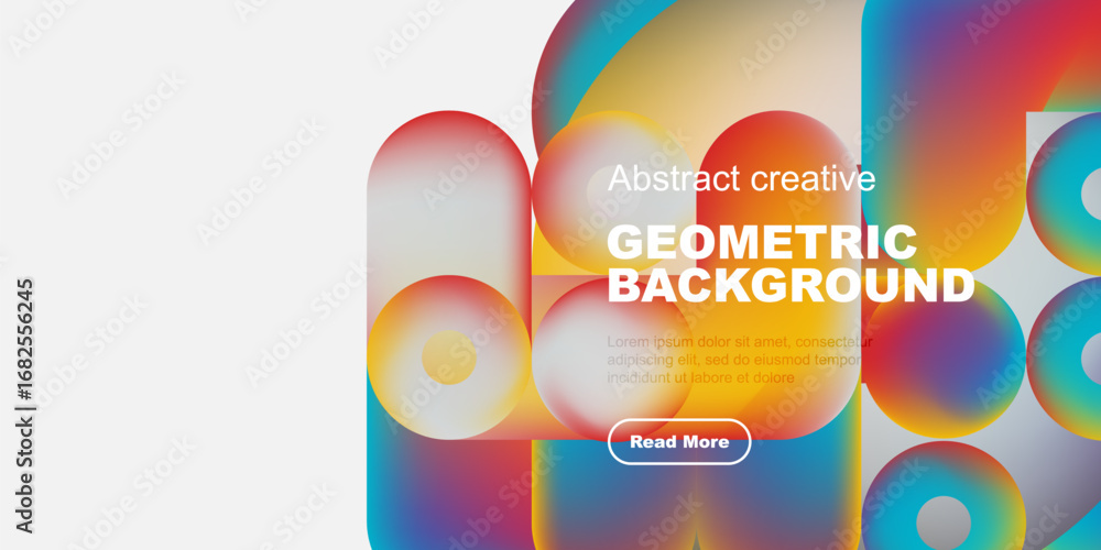 Aufkleber abstract geometric background features vibrant overlapping circles, rectangles. text promotes conten