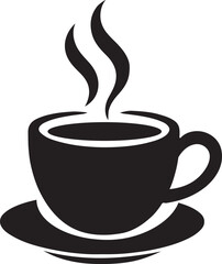 Coffee cup with steam rising Coffee Cup Icon Vector Hot Drink Silhouette with Steam Black and White Illustration for Café Beverage Espresso Latte Morning Tea