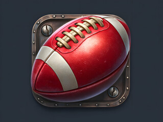 American football icon with metallic border and rivets
