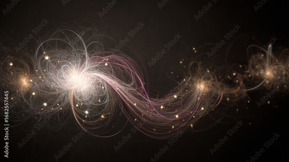 Poster colorful abstract light trails create a captivating visual display of energy and motion in cosmic ba