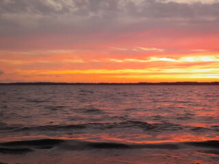 Sunrise or sunset over Baltic Sea.
