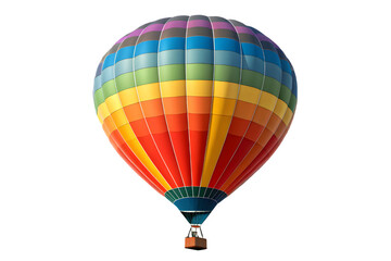 Naklejka premium Vibrant rainbow hot air balloon floating against a dark sky