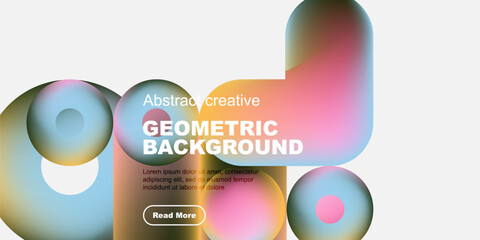 Abstract geometric shapes, vibrant colors, modern design. Text overlay promotes content, inviting exploration. Clean, minimalist aesthetic.