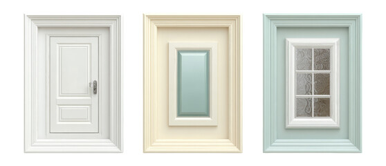 Fototapeta premium Isolated Elegant Doors and Frames Collection on Transparent Background