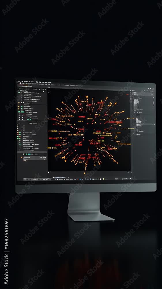 Aufkleber digital abstract display on computer screen in dark background