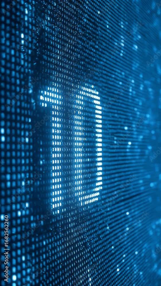 Poster digital blue number ten displayed on matrix grid background
