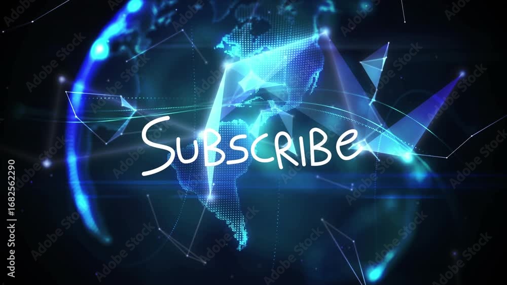 Poster animation of subscribe text over globe