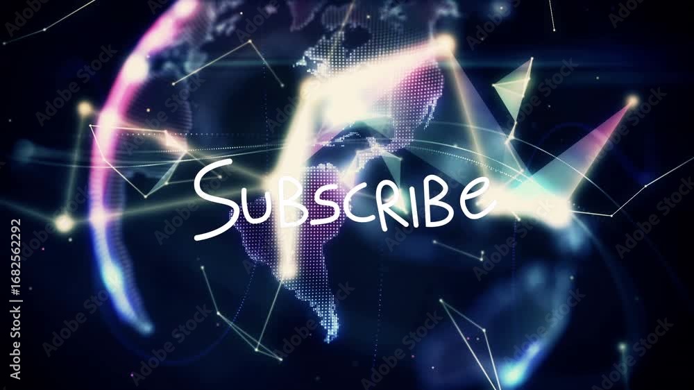 Poster animation of subscribe text over globe