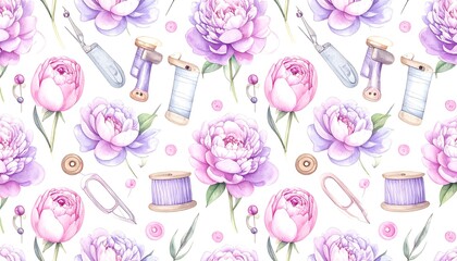Watercolor floral sewing pattern