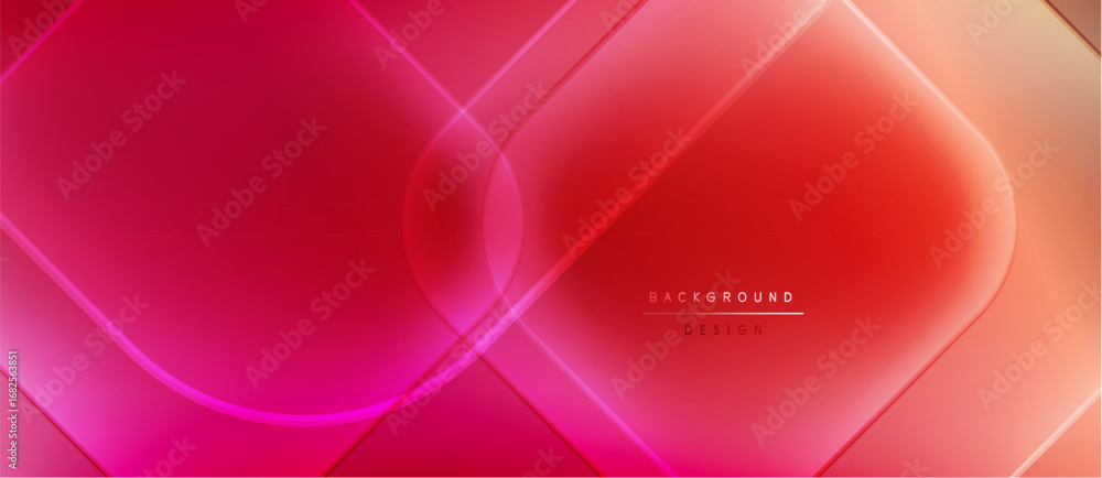 Poster abstract red background. geometric shapes overlap, creating dynamic visual effect. gradient colors p