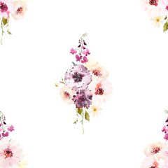 Watercolor seamless pattern in English style