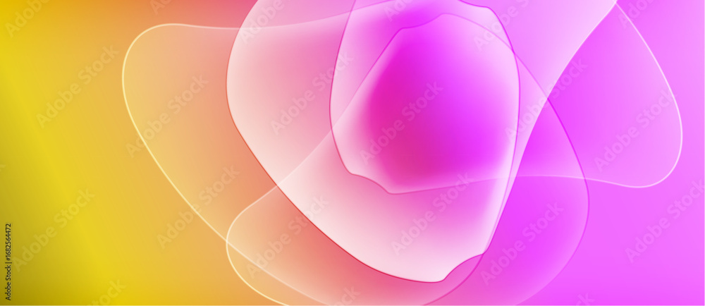 Poster abstract background features soft color gradients. overlapping shapes create luminous, flowing visua