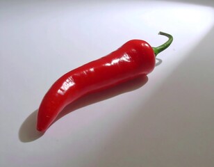 Single red chili pepper on white
