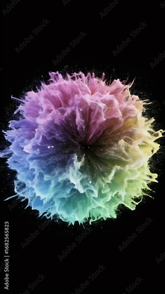Poster exploding paint cloud rainbow colors abstract background 3d render illustration