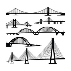 Bridge Silhouettes Urban Architecture Vector
