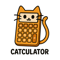 Cute Cartoon Cat Calculator "Catculator" Illustration