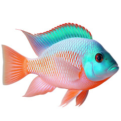 Fototapeta premium Colorful Freshwater Cichlid Fish Swimming in Natural Habitat with Vibrant Scales and Stunning Fins