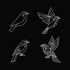 Geometric Bird Line Art Black Minimalist