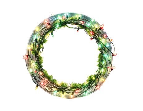 Firefly_Snowflake border. Gold Christmas banner, divide - Firefly_Christmas translucent fairy lights ring shaped. Transparency only in vector file