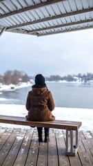 Winter solitude by a frozen river