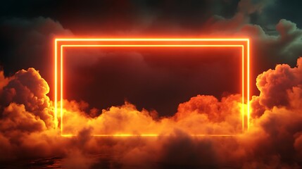 Futuristic Background with Cloud Formation in Orange and Yellow