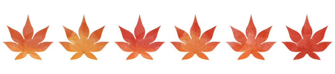 紅葉のデコレーションセット、カエデ、水彩カラー