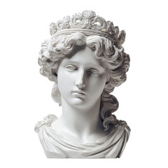 Obraz premium White Marble Bust of a Queen Wearing a Crown, isolated on a transparent background