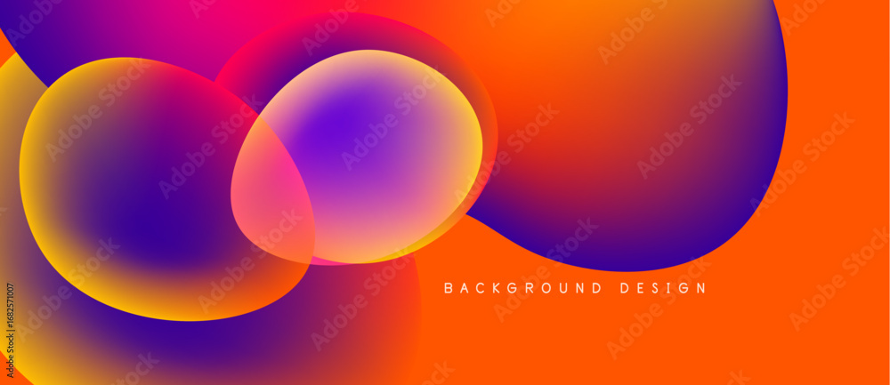 Poster abstract vibrant gradients overlap. colors blend smoothly, creating dynamic visual effect. design fe